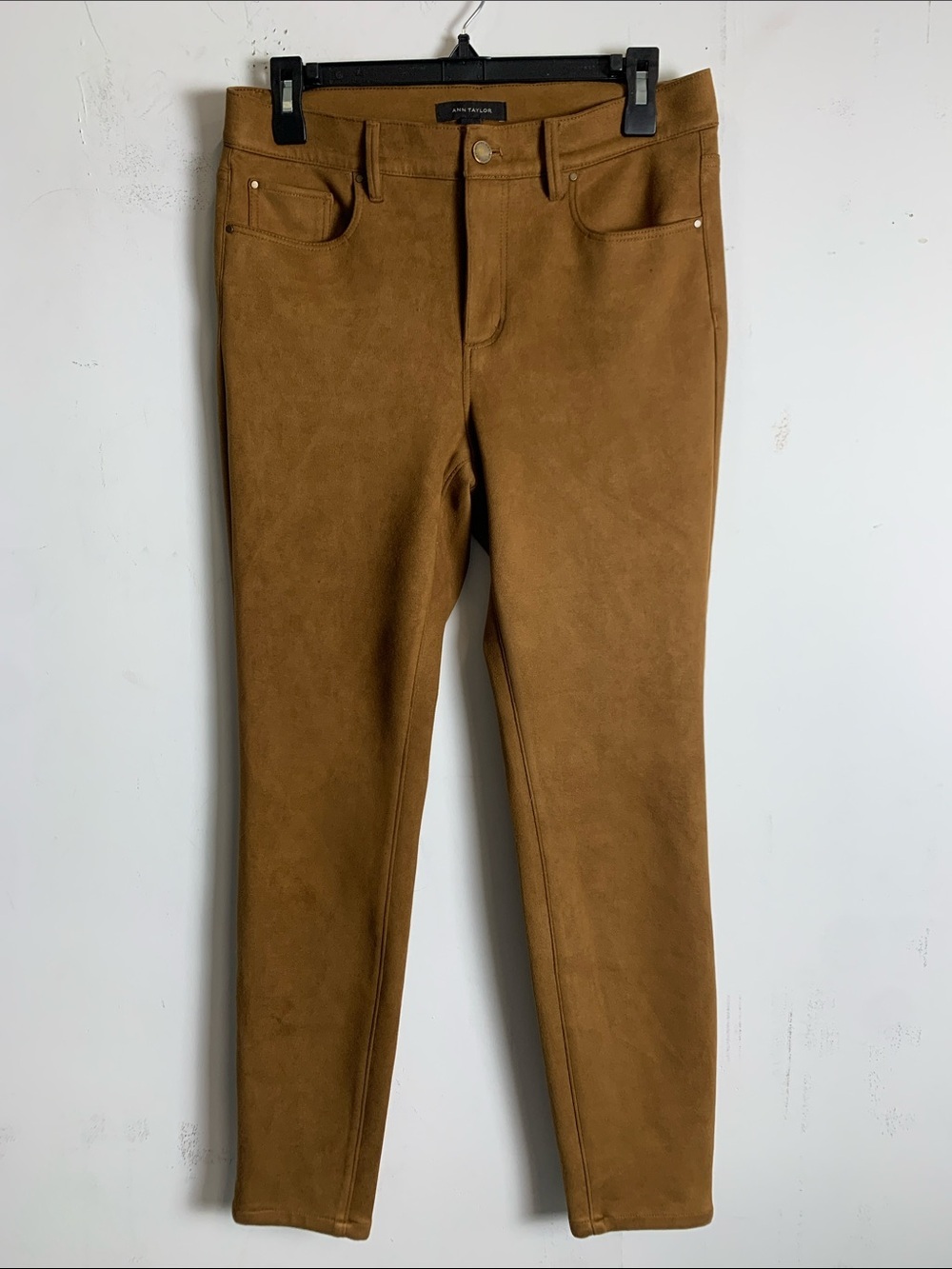 Ann Taylor Skinny Suede-Look Jeans in Camel Brown